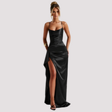 Hallie - Elegantes Rückenfreies Maxikleid in Schwarz