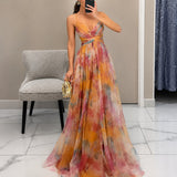 Michelle - Florales Maxikleid in Orange