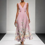 Tanisha - Florales Chiffon-Maxikleid in Rosa