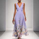 Tanisha - Florales Chiffon-Maxikleid in Lila