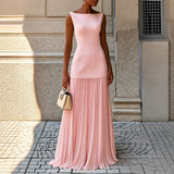 Alice - Elegantes Ärmelloses Schlankes Maxikleid in Rosa