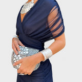Bernice - Elegantes Gerafftes Maxikleid in Blau