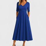 Piper - Midikleid mit kurzen Ärmeln in Dunkelblau