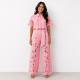 Eojeen | Damen-Set mit Bindegürtel und weitem Bein in Rosa