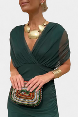 Iselina | Elegantes langes Damenkleid mit V-Ausschnitt in Grün