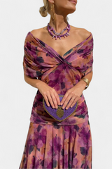 Iselina | Elegantes langes Damenkleid mit V-Ausschnitt in Lila