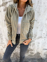 Jacke Damen mit Kapuze vielseitig tragbar in Grün