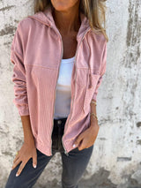 Jacke Damen mit Kapuze vielseitig tragbar in Rosa