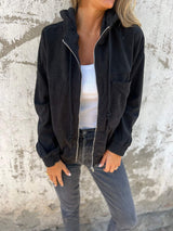 Jacke Damen mit Kapuze vielseitig tragbar in Schwarz