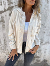 Jacke Damen mit Kapuze vielseitig tragbar in Weiß