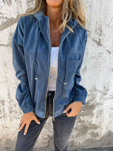 Jacke Damen mit Kapuze vielseitig tragbar in Blau