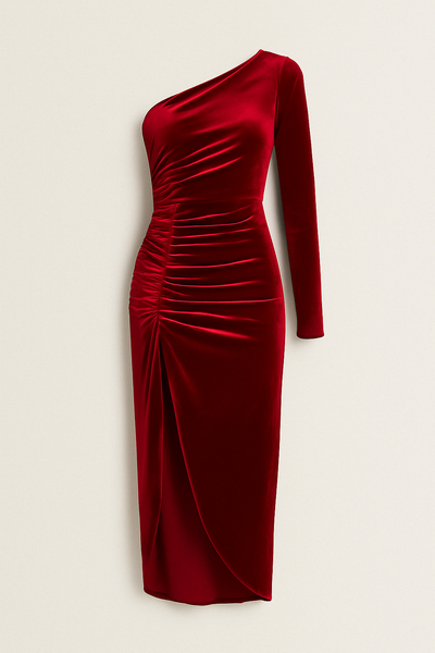 Chanda - Schulterfreies Samtkleid