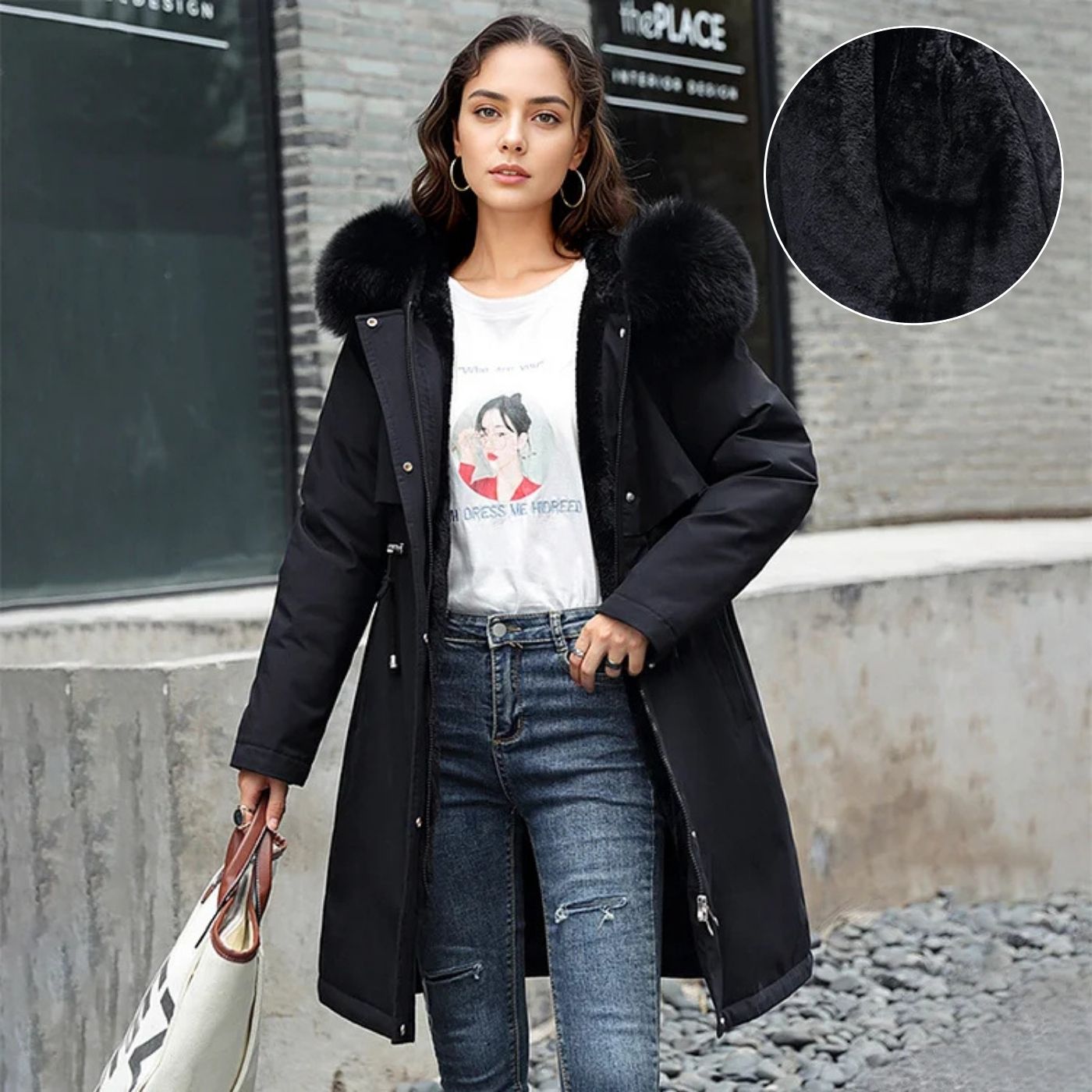 Jasmin™ - Gemütlicher Wintermantel mit Fellkapuze