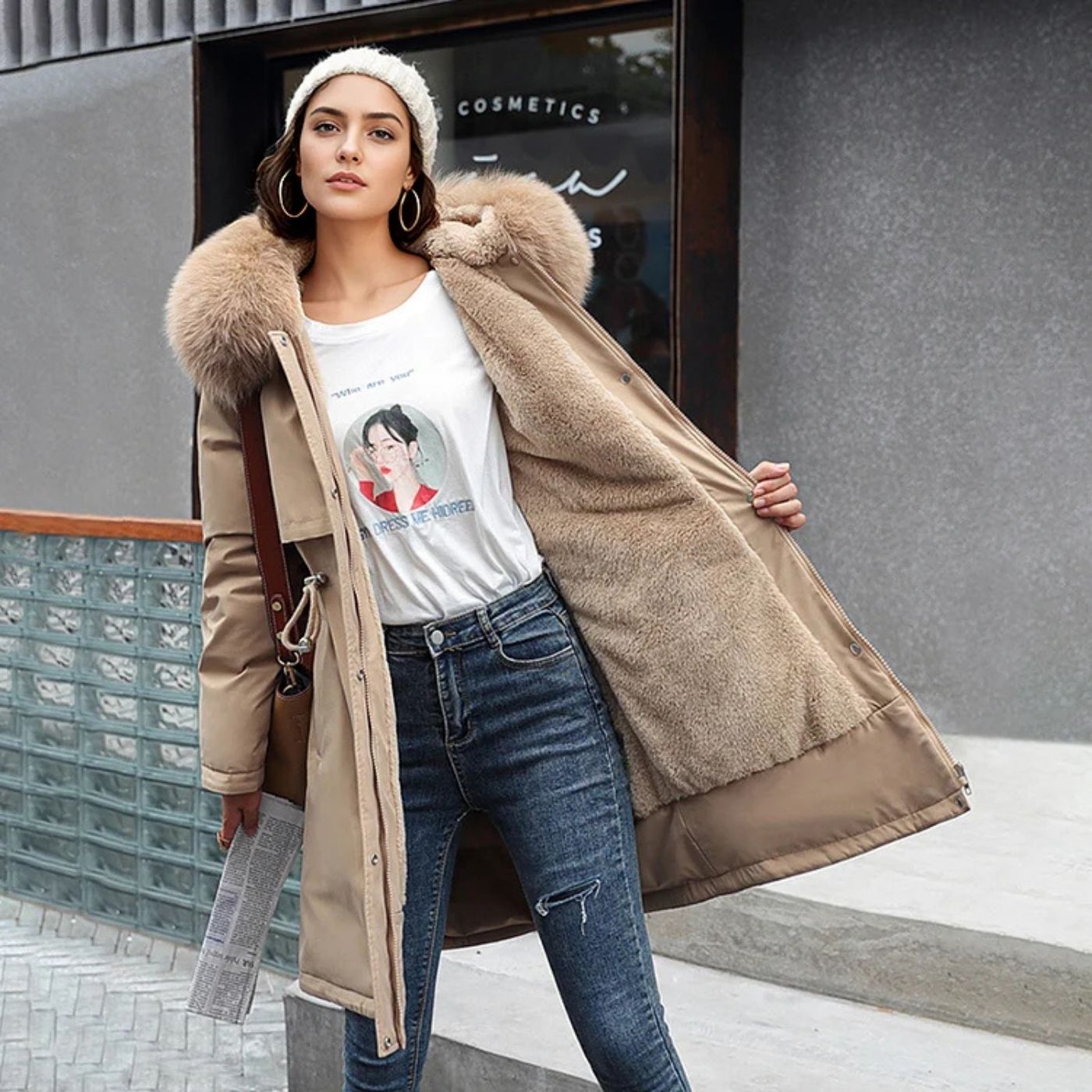 Jasmin™ - Gemütlicher Wintermantel mit Fellkapuze