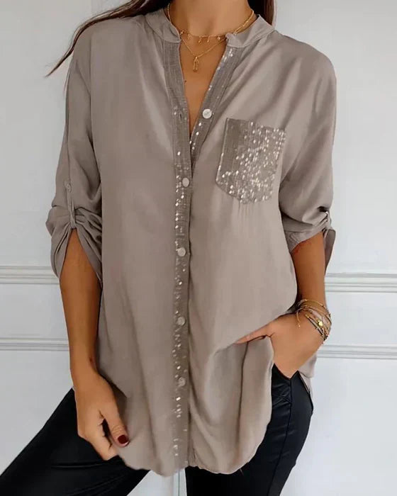 Damen Festliche Button Down Hemd | Langarm