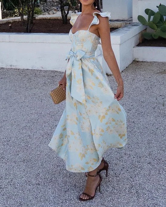 Damenkleid aus Polyester mit Schmetterlingsärmeln und elegantem Schnitt für den Sommer