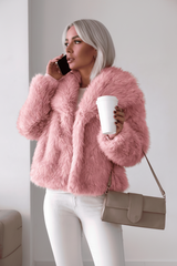 Kurzer Statement-Mantel - Riana in Rosa