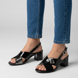 Catharina | Stilvolle Damen-Sandalen mit Slingback-Riemen in Schwarz