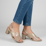 Catharina | Stilvolle Damen-Sandalen mit Slingback-Riemen in Beige