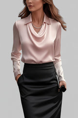 Langärmelige Drapée-Bluse - Ceylin in Rosa