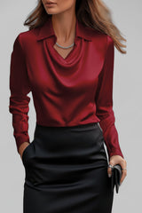 Langärmelige Drapée-Bluse - Ceylin in Rot