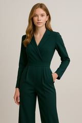 Langärmeliger Jumpsuit Mit Tailliertem Schnitt - Frederike in Grün