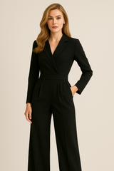 Langärmeliger Jumpsuit Mit Tailliertem Schnitt - Frederike in Schwarz