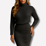 Langärmeliges Midi-Winterkleid - Viktoria in Schwarz