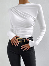 Langarmshirt Mit Raffdetail - Anastasia in Weiß