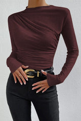 Langarmshirt Mit Raffdetail - Anastasia in Weinrot