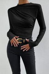 Langarmshirt Mit Raffdetail - Anastasia in Schwarz