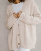 Langer Cardigan Mit Offenem Vorderausschnitt - Lene in Beige