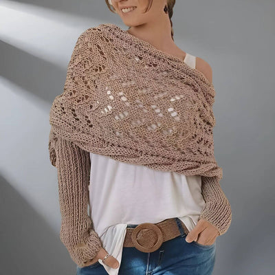 Lara™ – Stilvoller Gestrickter Schal mit Ärmeln