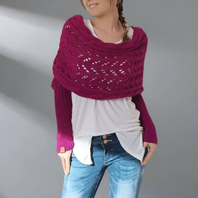 Lara™ – Stilvoller Gestrickter Schal mit Ärmeln