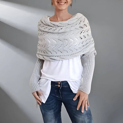 Lara™ – Stilvoller Gestrickter Schal mit Ärmeln