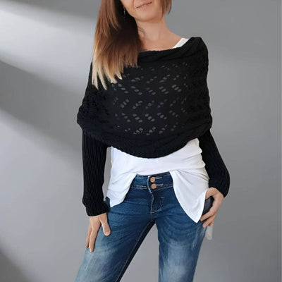 Lara™ – Stilvoller Gestrickter Schal mit Ärmeln