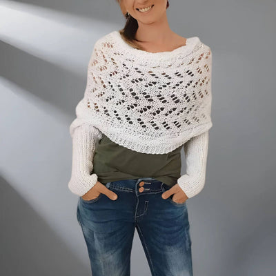 Lara™ – Stilvoller Gestrickter Schal mit Ärmeln