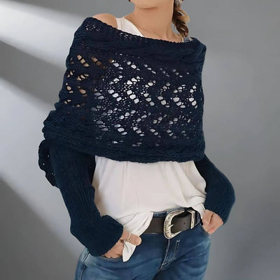 Lara™ – Stilvoller Gestrickter Schal mit Ärmeln