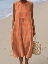 Lässiges Sommerkleid Mit Taschen - Carina in Orange