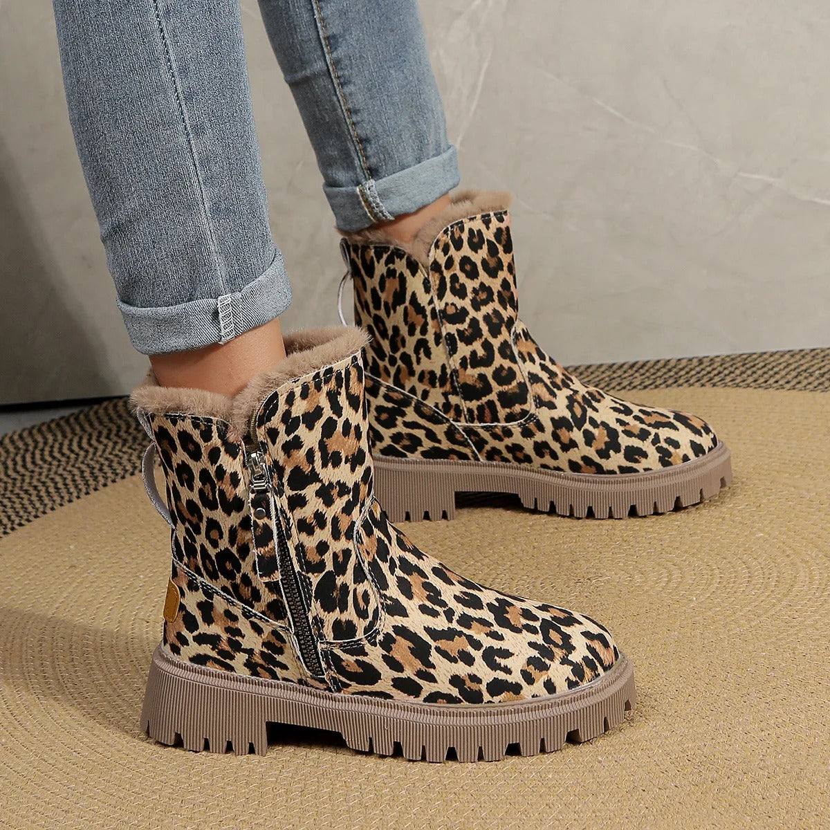 Bianca - Damenstiefel mit Leopardenmuster