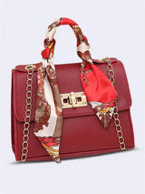 Lima Handtasche Damen | Braune Lederhandtasche mit Goldverschluss in Burgunderrot