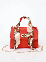 Lima Handtasche Damen | Braune Lederhandtasche mit Goldverschluss in Rot