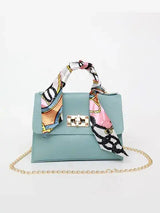 Lima Handtasche Damen | Braune Lederhandtasche mit Goldverschluss in Blau