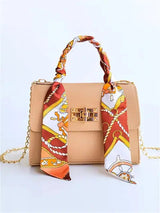 Lima Handtasche Damen | Braune Lederhandtasche mit Goldverschluss in Hellbraun