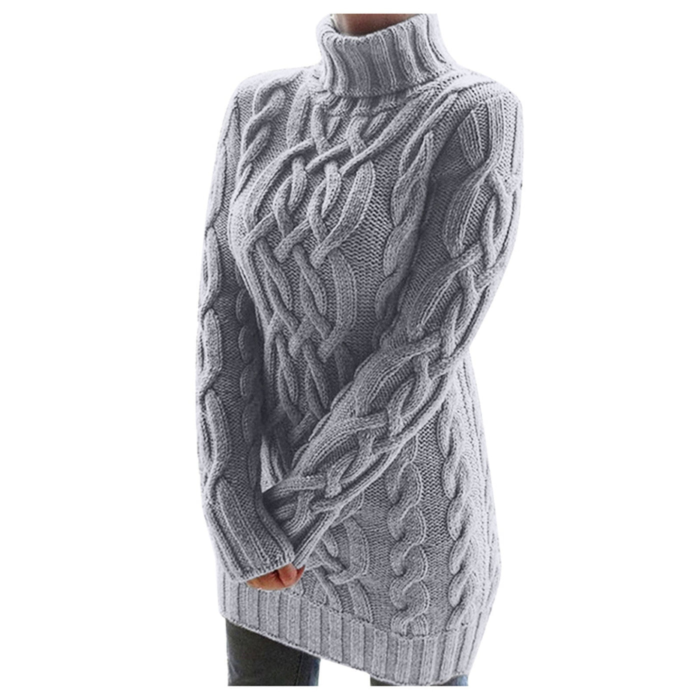 Rollkragen-Strickpullover | Zopfmuster | Kuschelig und Elegant