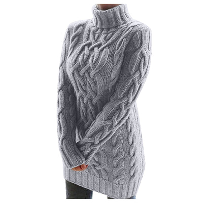 Rollkragen-Strickpullover | Zopfmuster | Kuschelig und Elegant
