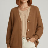 Locker Geschnittener Cardigan Mit Knopfleiste - Jamila in Braun
