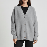 Locker Geschnittener Cardigan Mit Knopfleiste - Jamila in Grau