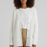 Locker Geschnittener Cardigan Mit Knopfleiste - Jamila in Weiß