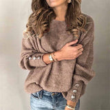 Locker Geschnittener Strickpullover - Charlotta in Khaki